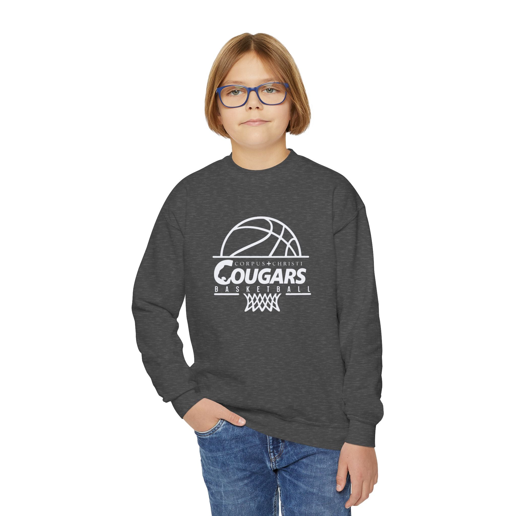 Cougars Basketball Youth Crewneck Sweatshirt