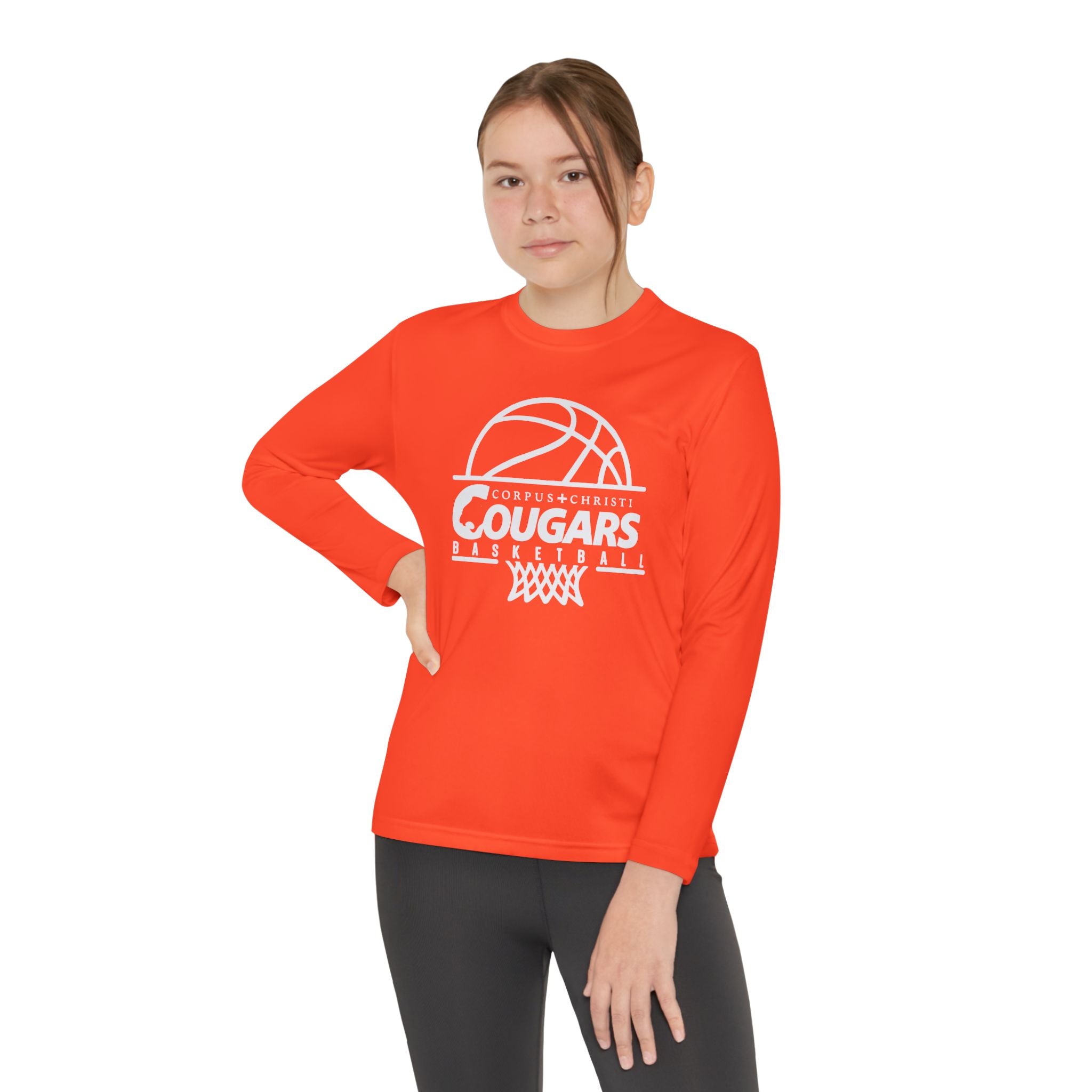 Cougars Basketball Youth Long Sleeve Shoot Around Tee