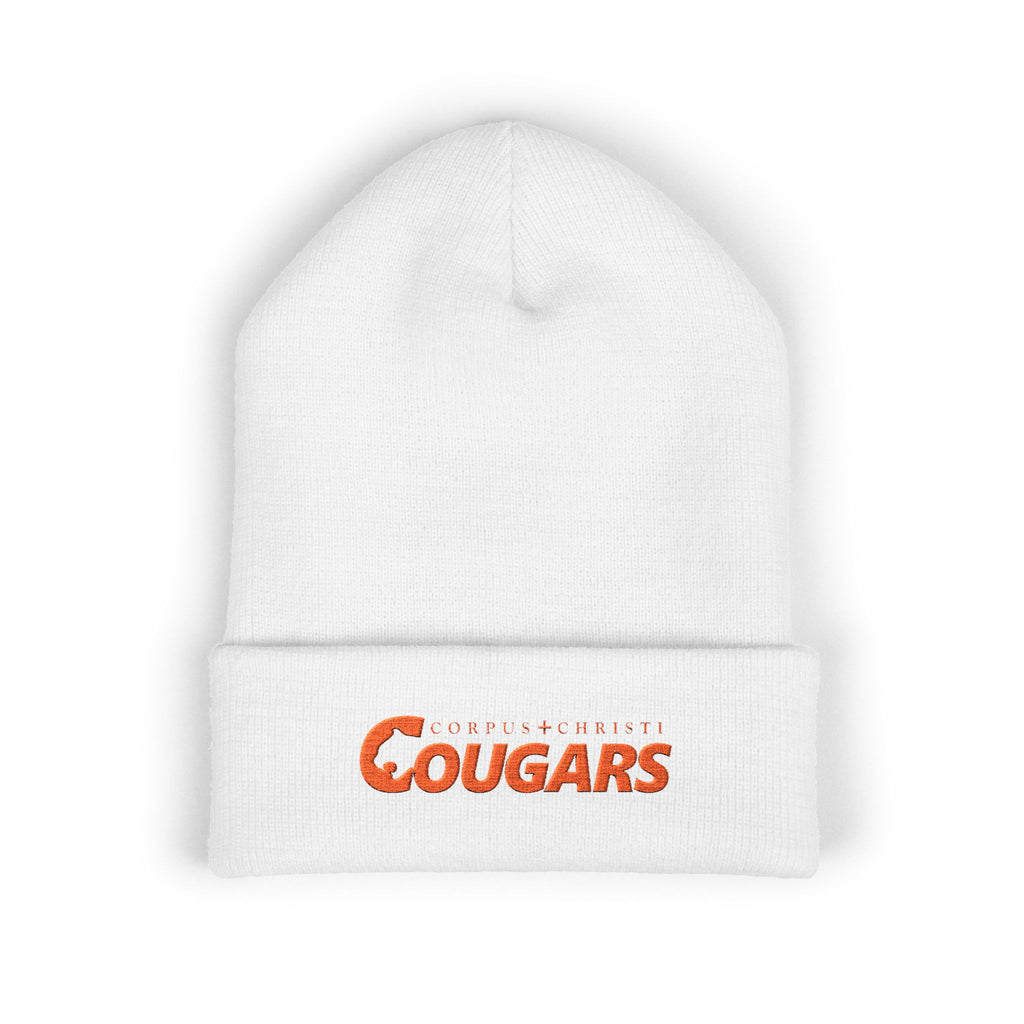 Classic Cuffed Beanie with Embroidered Cougars Design