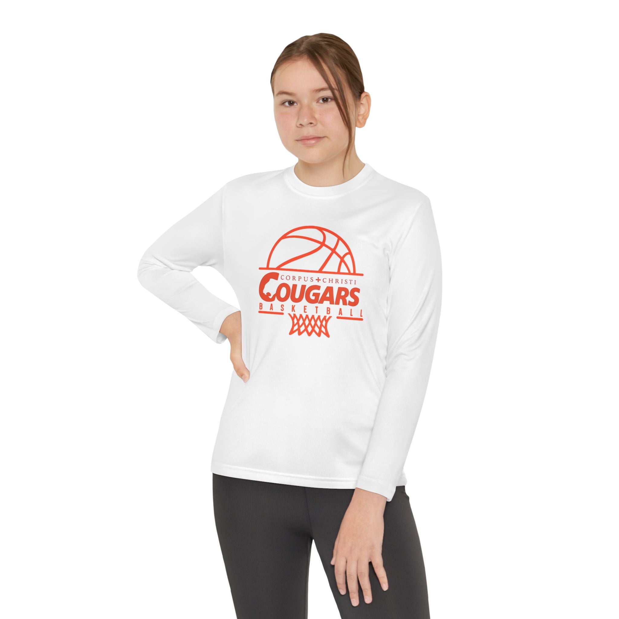 Cougars Basketball Youth Long Sleeve Shoot Around Tee